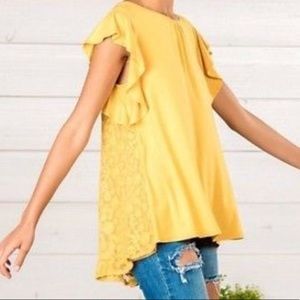 NEW Matilda Jane XL Yellow Gold Lace top